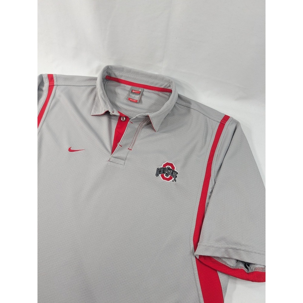 Vintage Ohio State Buckeyes Shirt Mens Large Red Nike Dri-FIT Polo NCAA Football